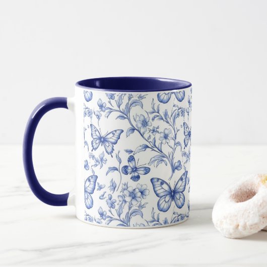 Chinoiserie Toile De Jouy Pattern Mok (Met donut)
