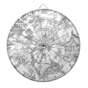 Chinoiserie Toile Draak Kersenbloesem Siermotief Dartbord