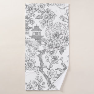 Chinoiserie Toile Draak Kersenbloesom Siermotief Badhanddoek