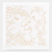 Chinoiserie Toile Filigre Wedding Save Datum Bruid Folie Servetten (Voorkant)