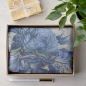 Chinoiserie Toile Floral Blue White Script Collage Tissuepapier (Geschenk)