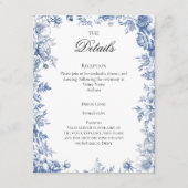 Chinoiserie Toile French Blue Wedding Details Informatiekaartje (Voorkant)