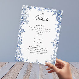 Chinoiserie Toile French Blue Wedding Details Informatiekaartje