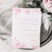 Chinoiserie Toile Roze Bloemen Bruiloft Kaart