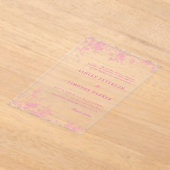 Chinoiserie Toile Roze bruiloft Acryl Uitnodigingen (Laagn)