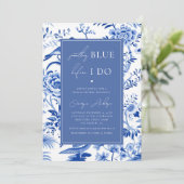 Chinoiserie Toile Something Blue Vrijgezellenfeest Kaart (Staand voorkant)