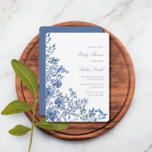 Chinoiserie toile stoffige blauwe bloem baby showe