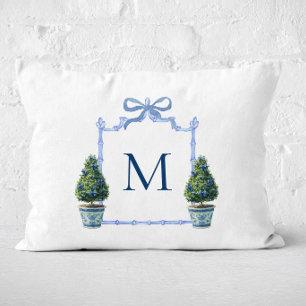 Chinoiserie Topiaire Monogram Crest Accent Kussen