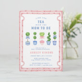 Chinoiserie Topiary-Baby shower | Pink Tea Party Kaart (Staand voorkant)