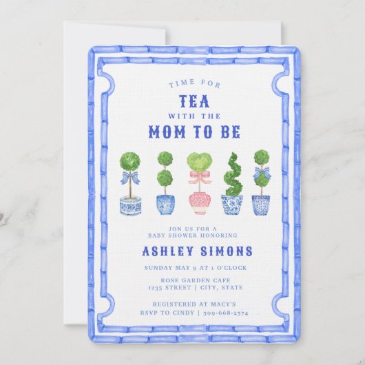 Chinoiserie Topiary Baby shower | Tea Party Invita Kaart (Voorkant)