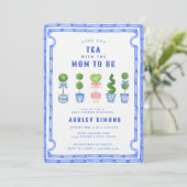 Chinoiserie Topiary Baby shower | Tea Party Invita Kaart (Staand voorkant)