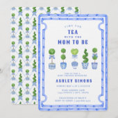 Chinoiserie Topiary Baby shower | Tea Party Kaart (Voorkant / Achterkant)