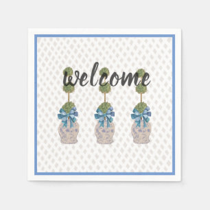 Chinoiserie Topiary Blau Witte Gemberpot Mat Servet