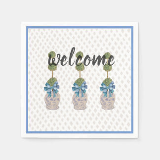 Chinoiserie Topiary Blue White Ginger Jar Doormat Servet