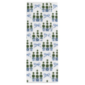 Chinoiserie Topiary Boom Blauwe Strik Wijn Cadeautas (Achterkant)