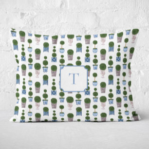 Chinoiserie Topiary Boom Monogram Accent Kussen