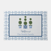 Chinoiserie Topiary Boom Naam Welkom Deurmat (Voorkant)
