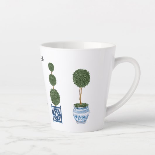Chinoiserie Topiary Boomdrie Ceramic Latte Mok (Rechts)