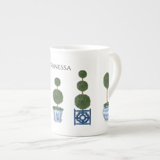 Chinoiserie Topiary Boomdrie Ceramic Porselein Kop (Voorkant rechts)