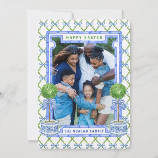 Chinoiserie Topiary Easter Photo Card Kaart (Voorkant)