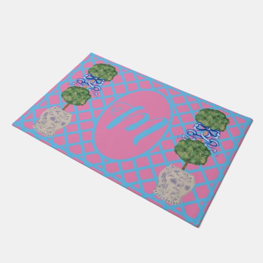 Chinoiserie Topiary Ginger Jar Doormat Deurmat (Schuin)