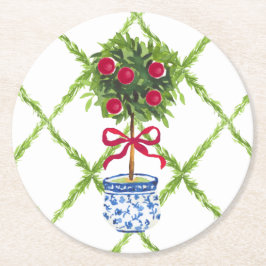 Chinoiserie Topiary Holiday Ronde Kartonnen Onderzetter