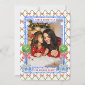 Chinoiserie Topiary met Rode Bogen | Kerstmis Kaart (Voorkant)