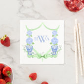 Chinoiserie Topiary Monogram Crest Grandmillennial Servet (Insitu)