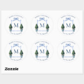 Chinoiserie Topiary Monogrammed Crest Christmas Ronde Sticker (Vel)