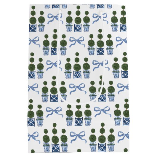 Chinoiserie Topiary Tree Blue Bow Medium Cadeauzakje (Achterkant)