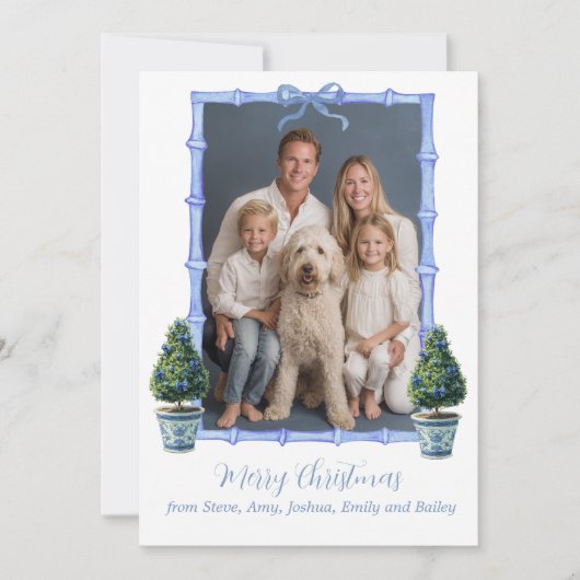 Chinoiserie Topiary Tree Christmas Holiday Card Feestdagenkaart (Voorkant)