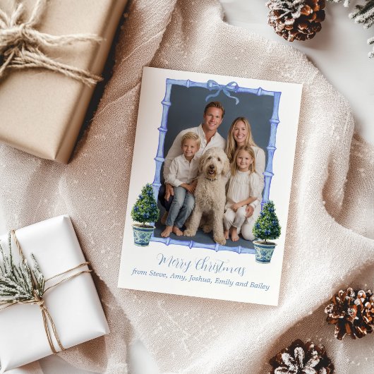 Chinoiserie Topiary Tree Christmas Holiday Card Feestdagenkaart