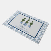 Chinoiserie Topiary Tree Custom Name Welkom Deurmat (Schuin)