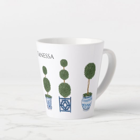 Chinoiserie Topiary Tree Trio Keramiek Latte Mok (Rechterhoek)