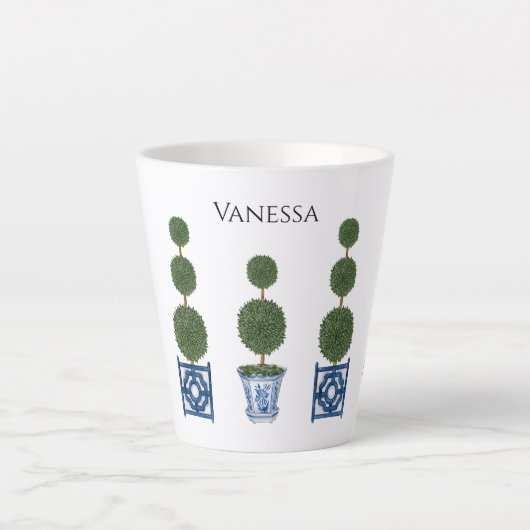 Chinoiserie Topiary Tree Trio Keramiek Latte Mok (Voorkant)