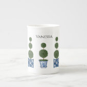 Chinoiserie Topiary Tree Trio Keramiek Porselein Kop (Voorkant)