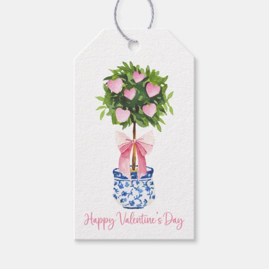 Chinoiserie Topiary Valentijnsdag Cadeaulabel (Voorkant)