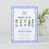 Chinoiserie Topiary Vrijgezellenfeest | Tea Party Kaart (Staand voorkant)