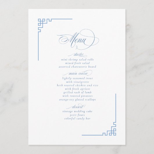 Chinoiserie Tree Motif en Geometrische Rand ID1094 Menu (Voorkant)