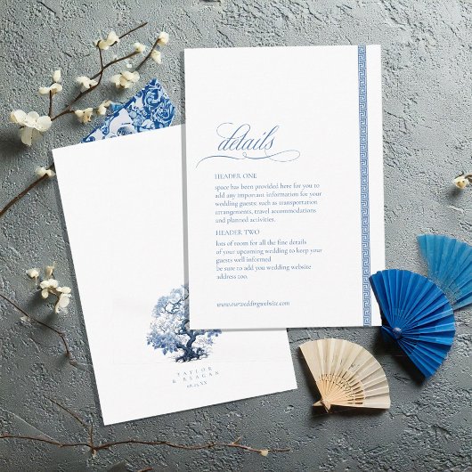 Chinoiserie Tree Motif Wedding Details ID1094 Informatiekaartje