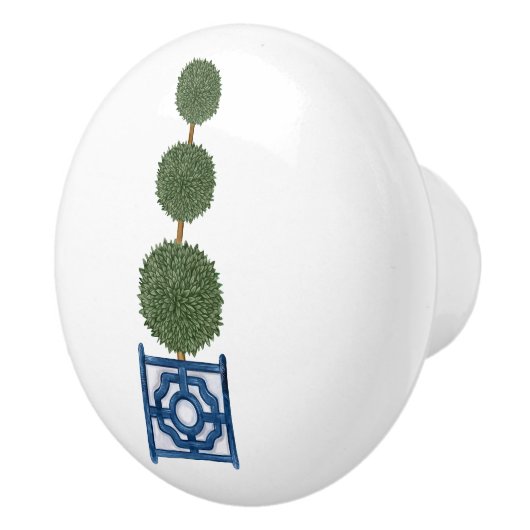 Chinoiserie Triple Topiary Tree Keramische Knop (Rechts)