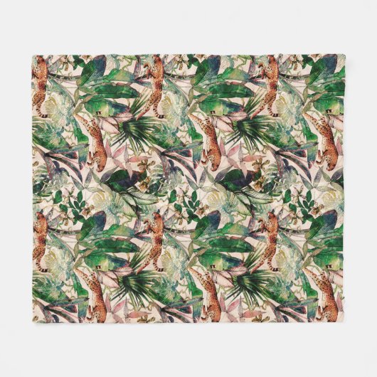  Chinoiserie Tropisch Oerwoud Fleece Blanket Deken (Voorkant (Horizontaal))