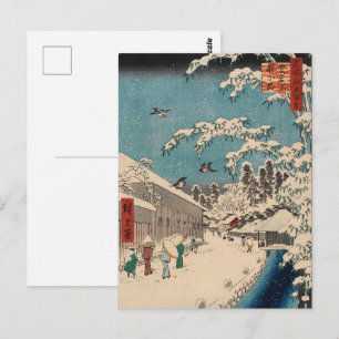 Chinoiserie Ukiyo-e Japans winters landschap met s Briefkaart