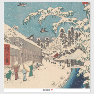 Chinoiserie Ukiyo-e Japans winters landschap met s Sticker