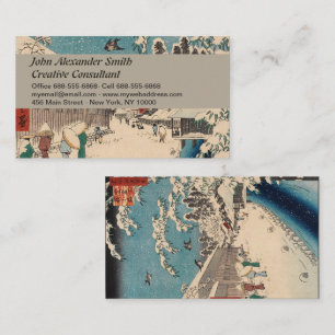 Chinoiserie Ukiyo-e Japans winters landschap met s Visitekaartje