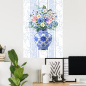 Chinoiserie Vaas Aquarel Poster (Thuiskantoor)