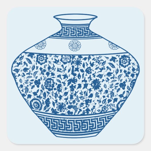  Chinoiserie Vaas Ginger Jar Vierkante Sticker (Voorkant)