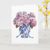 Chinoiserie Vaas Hydrangea Bloemen Blank Groet Kaart (Gele Bloem)