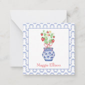 Chinoiserie Vaas Rode Aardbei Gift Enclosure Notitiekaartje (Voorkant)