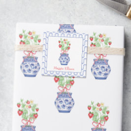 Chinoiserie Vaas Rode Aardbei Gift Enclosure Notitiekaartje